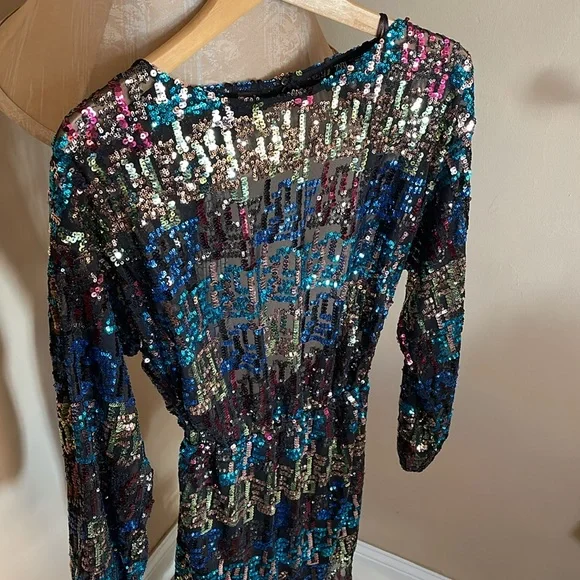 Zara Multicolor Sequence Dress Size Small - Picture 8 of 17